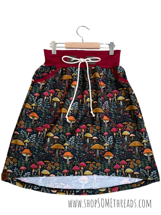 Women’s Everyday Skirt - Organic Mushrooms (red)