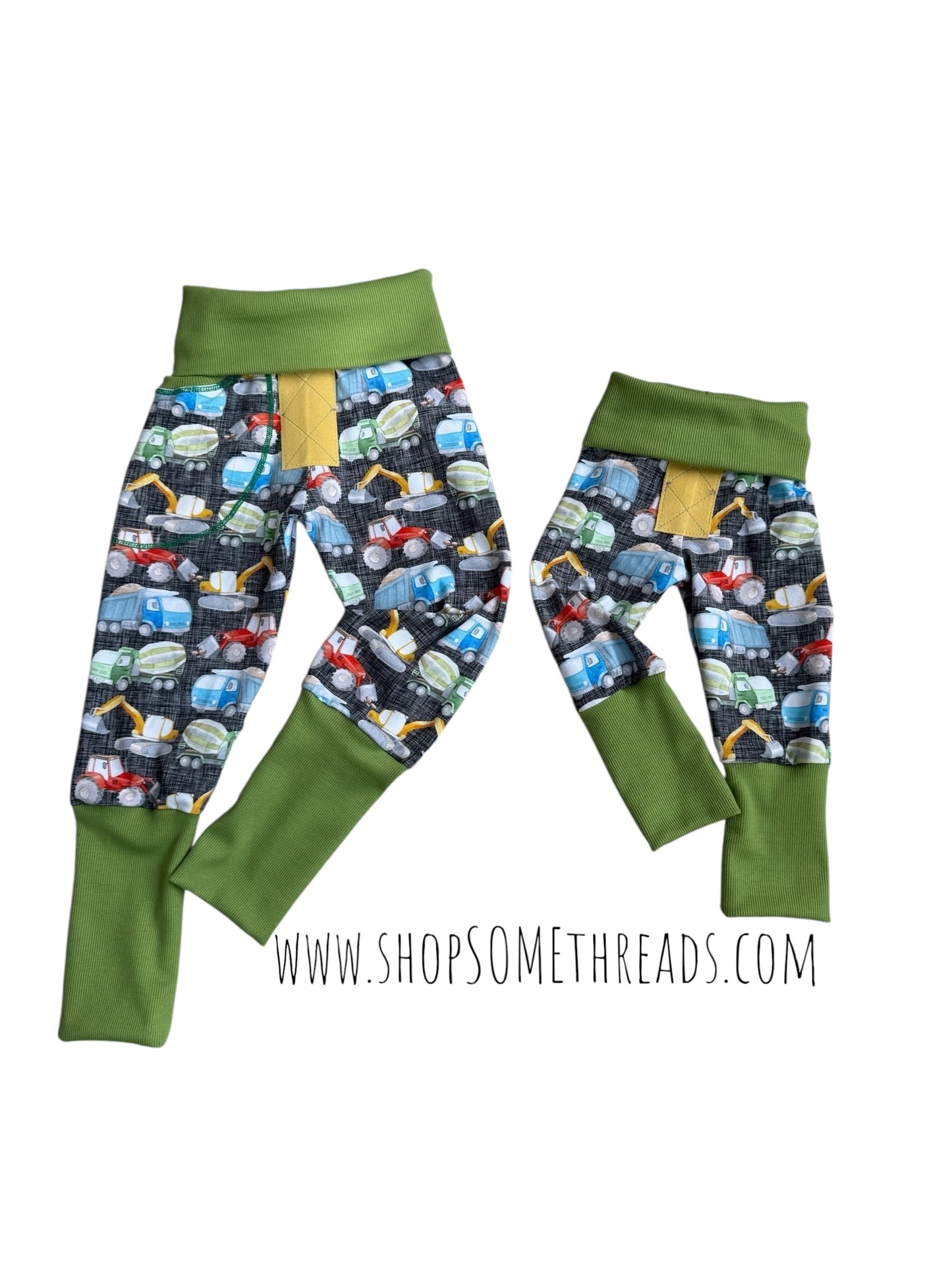Grow Along Joggers - construction print