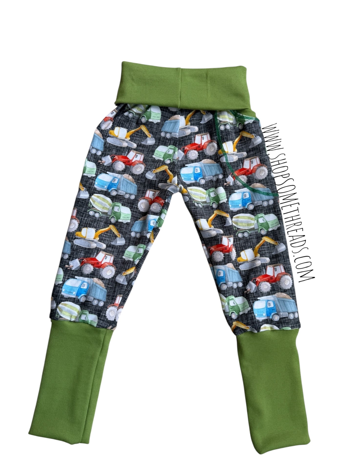Grow Along Joggers - construction print